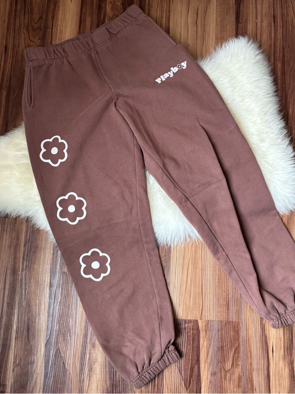 Pacsun Playboy Brown Cinched Sweatpants • Size S - Picture 4 of 5
